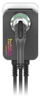 Carregador de vehicle elèctric Holaluz amb carcassa negra i cable connectat