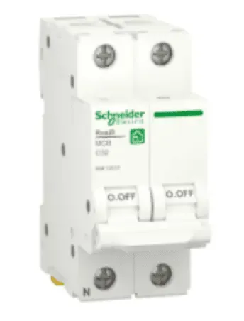 Schneider electric double circuit breaker in off position
