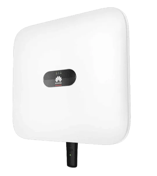 White Huawei solar inverter with rounded edges and bottom connector