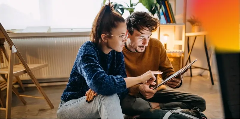 Couple using a tablet